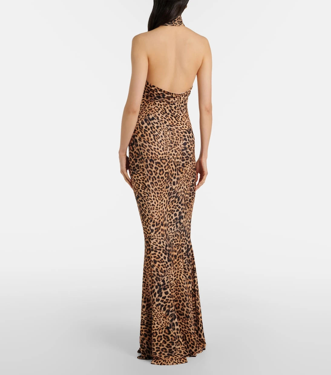 Norma Kamali - Printed turtleneck jersey gown