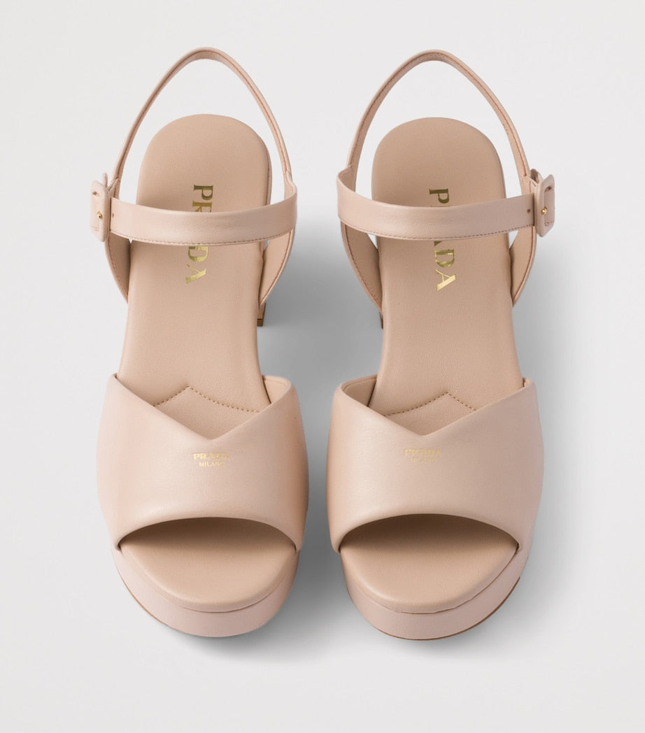 Prada Leather Padded Heeled Sandals 65