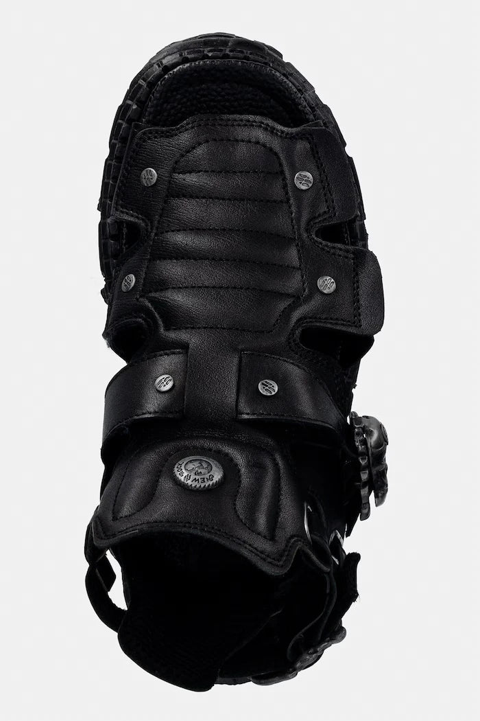 New Rock kadın deri sandalet ITALI NEGRO, TANK CASCO NEGRO PIN LATERA