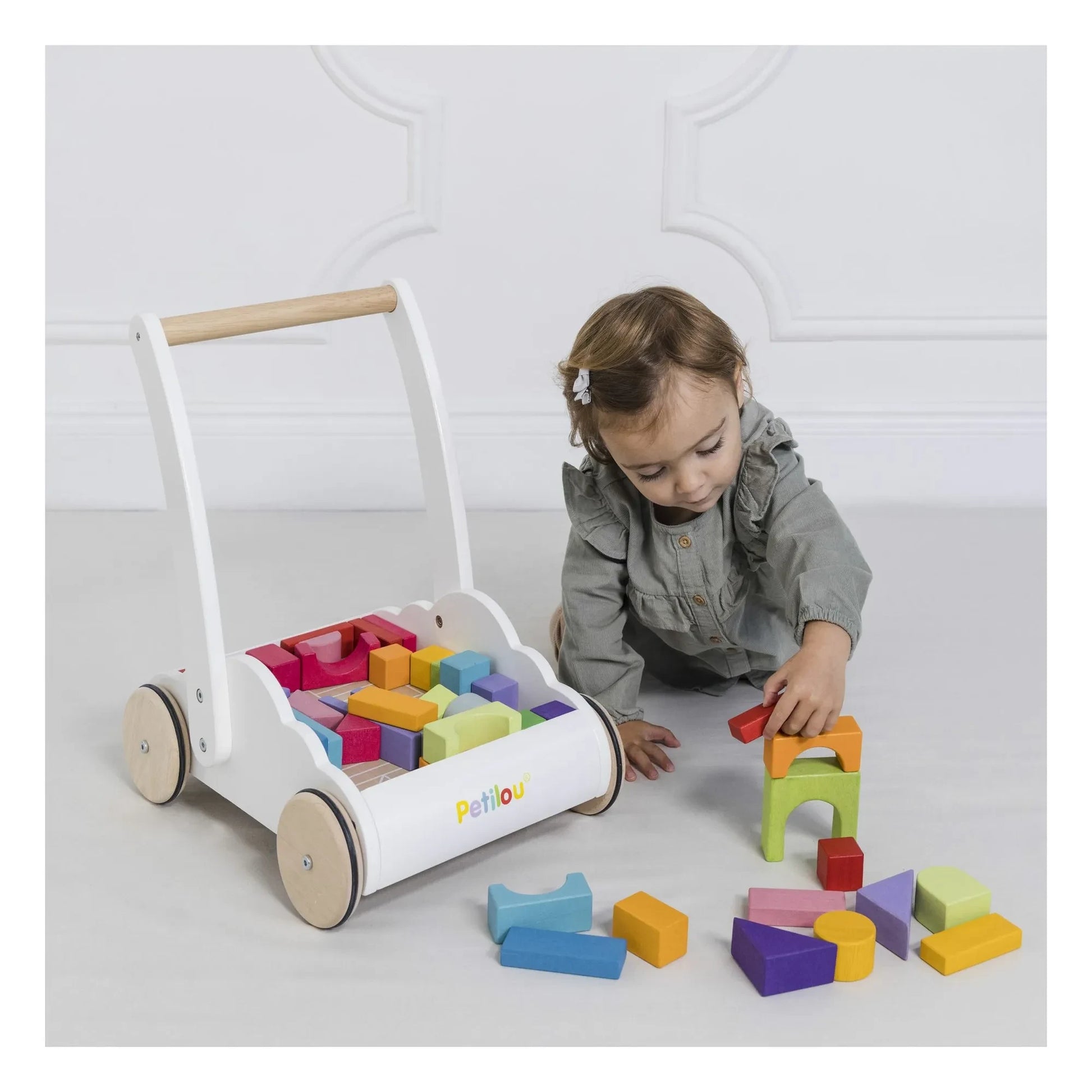 Le Toy Van - Nuage wooden block cart | White