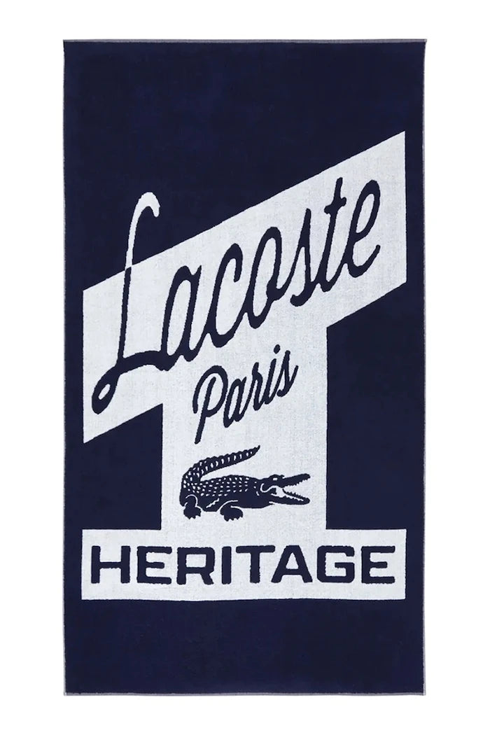 Lacoste LRETRO Marine 90 x 160 cm Pamuklu Plaj Havlusu