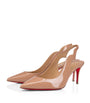 Nude Hot Chick Patent Leather Slingback Pumps 70