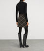 Burberry Brown Wool-Cashmere Check Jacquard Mini Skirt