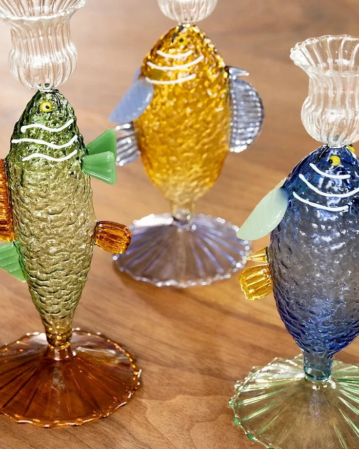 Dekoratif şamdan &k amsterdam fish blue