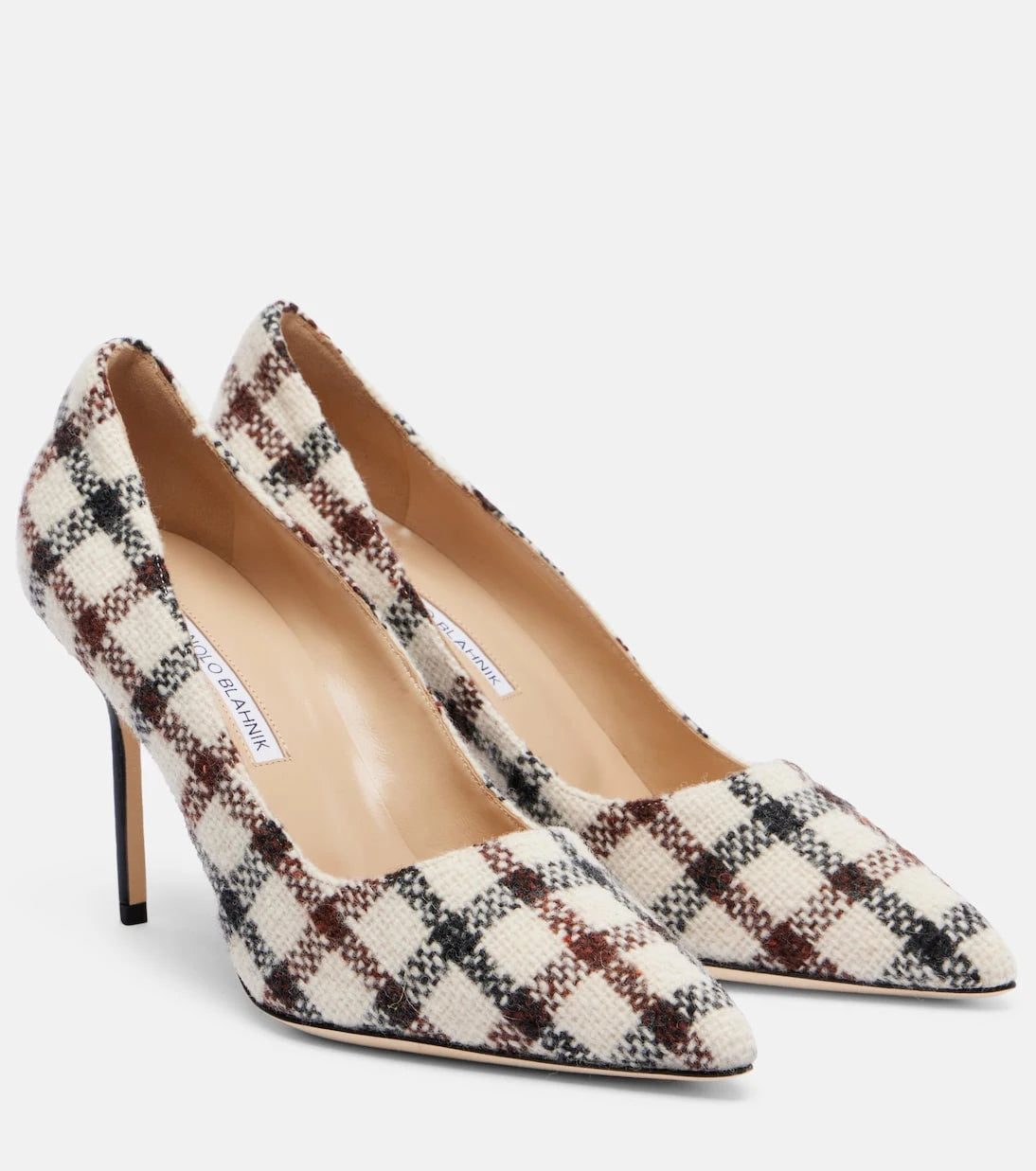 Manolo Blahnik - حذاء BB 90 بنقشة المربعات بكعب عالٍ