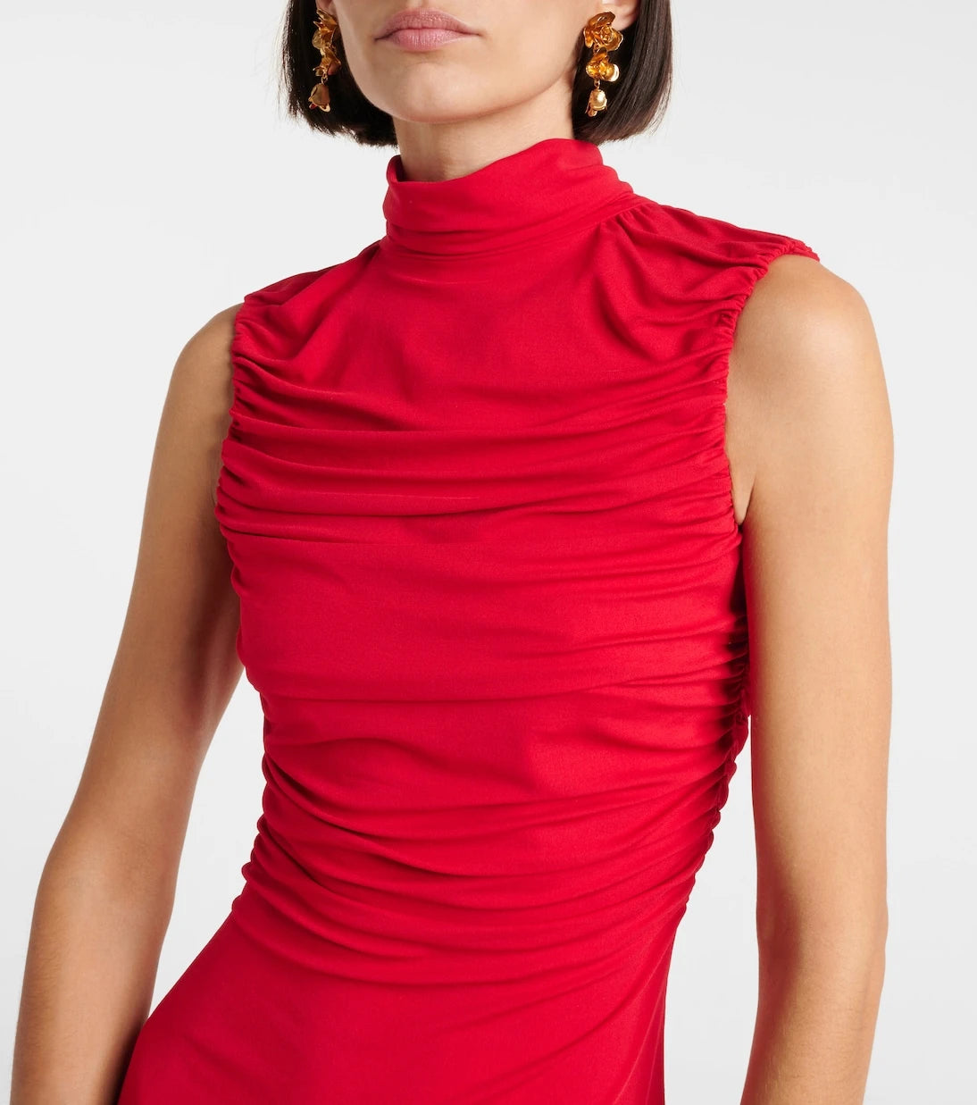 Magda Butrym - Floral-appliqué ruched jersey gown