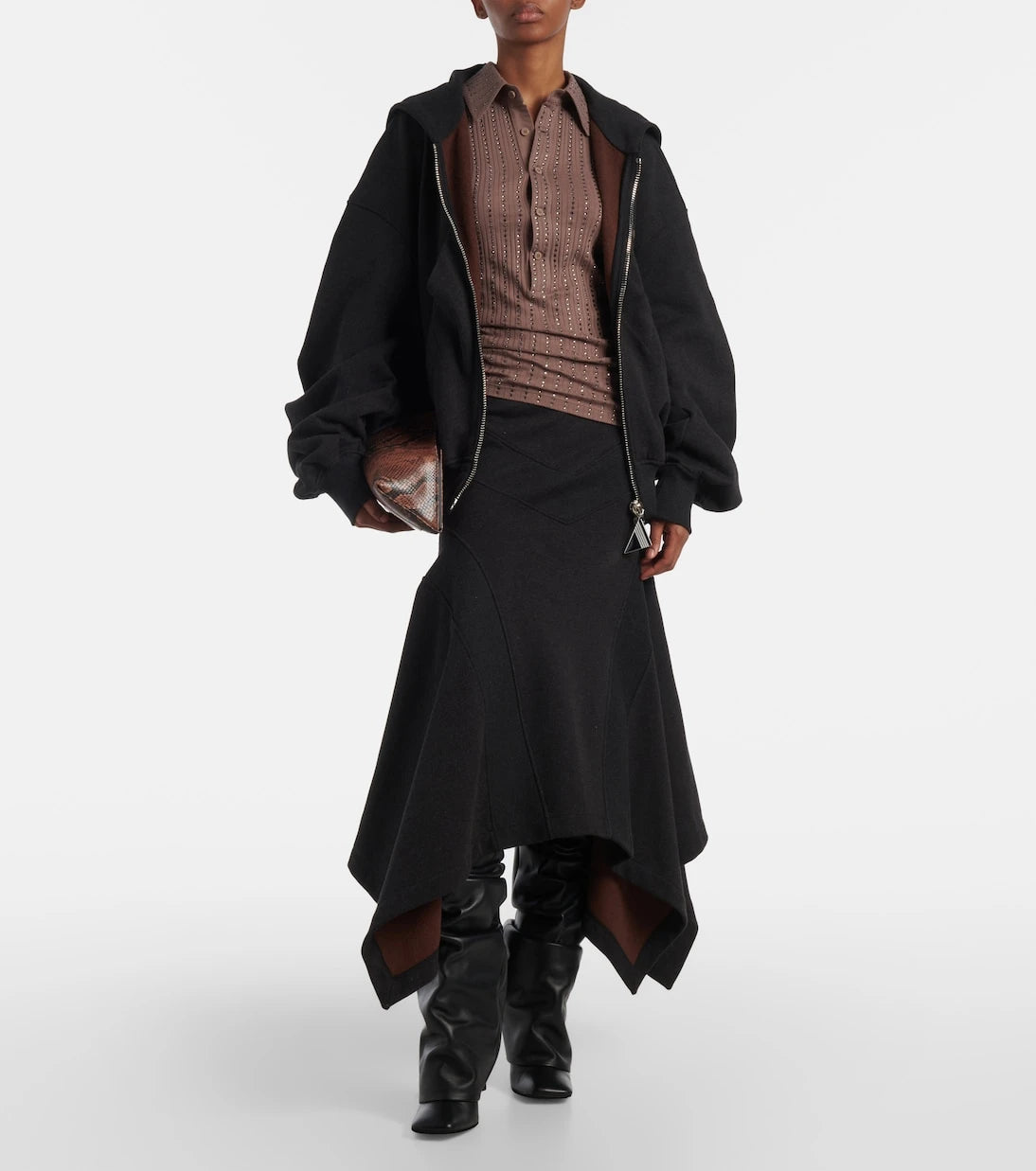 The Attico - Asymmetric cotton midi skirt