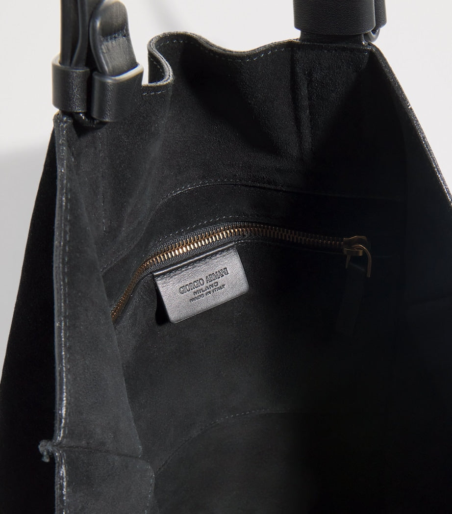 Giorgio Armani Suede Leather-Trim Tote Bag