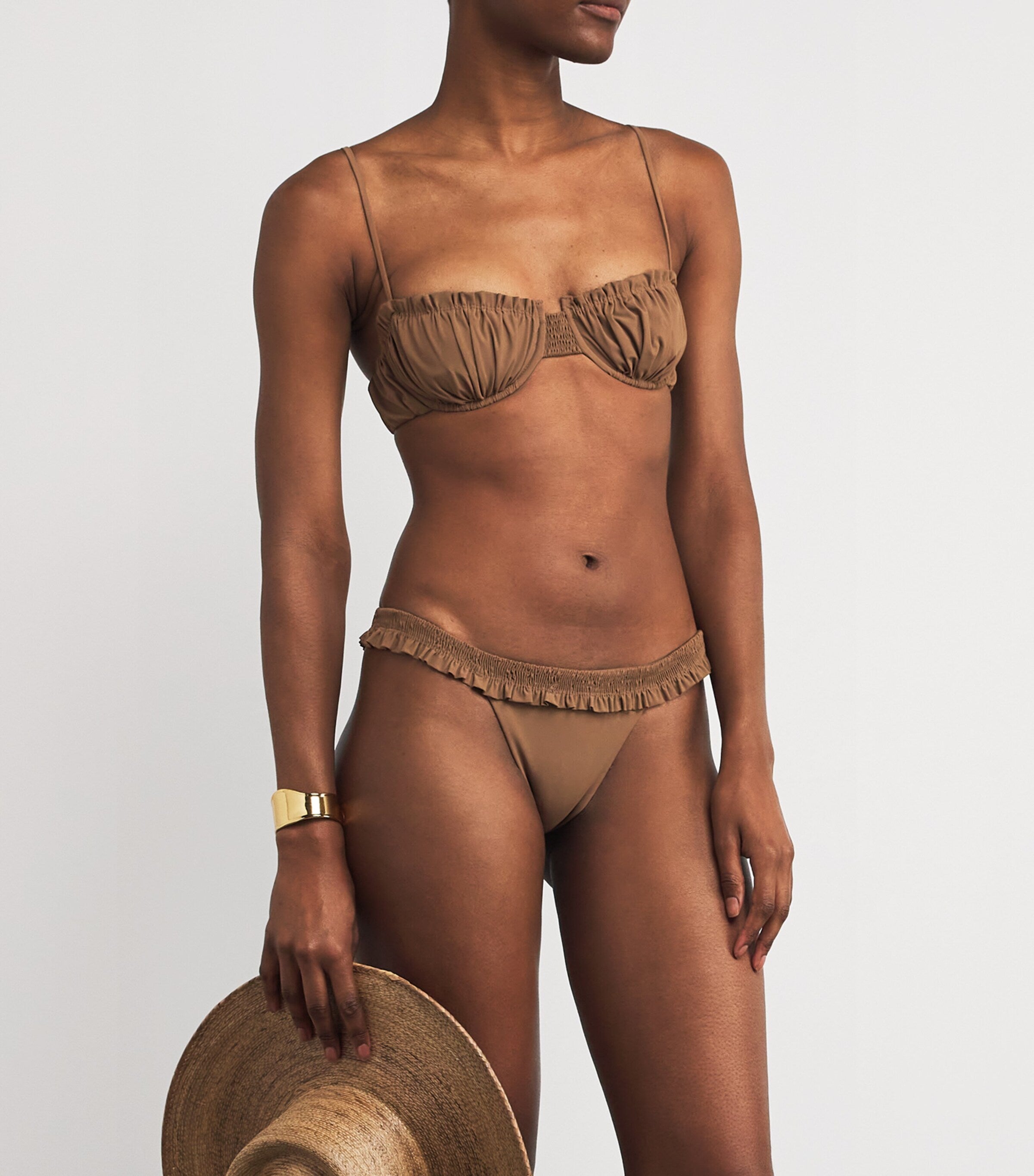 Faithfull the Brand Brown Frilled Esterel Bikini Bottoms
