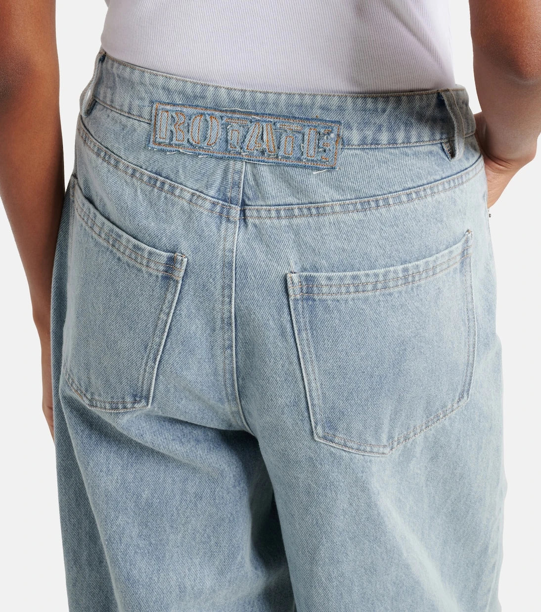 Rotate - Lace-detail straight jeans