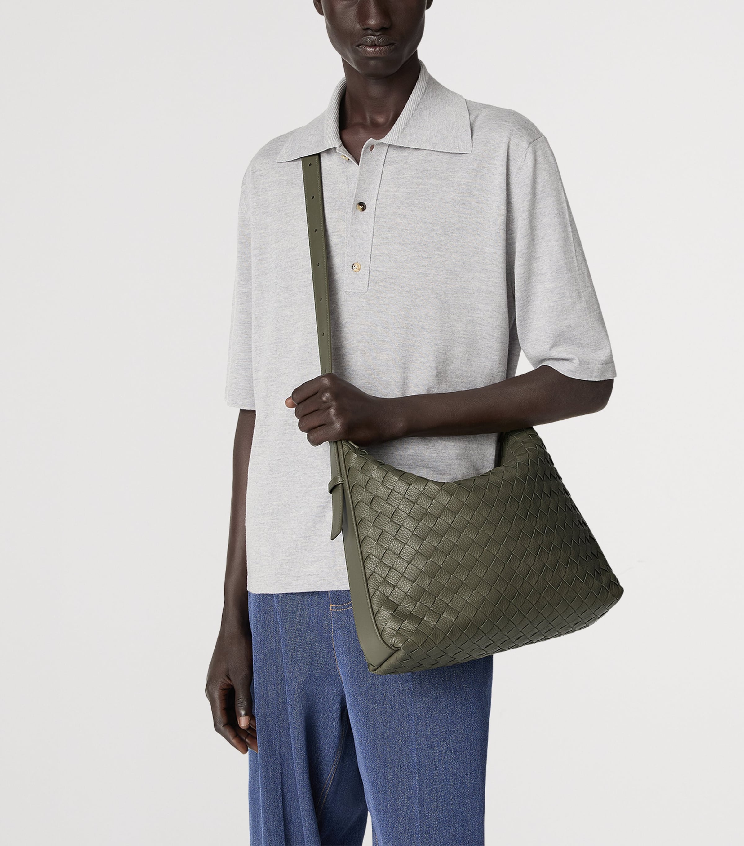 Bottega Veneta Leather Intrecciato Traveller Cross-Body Bag