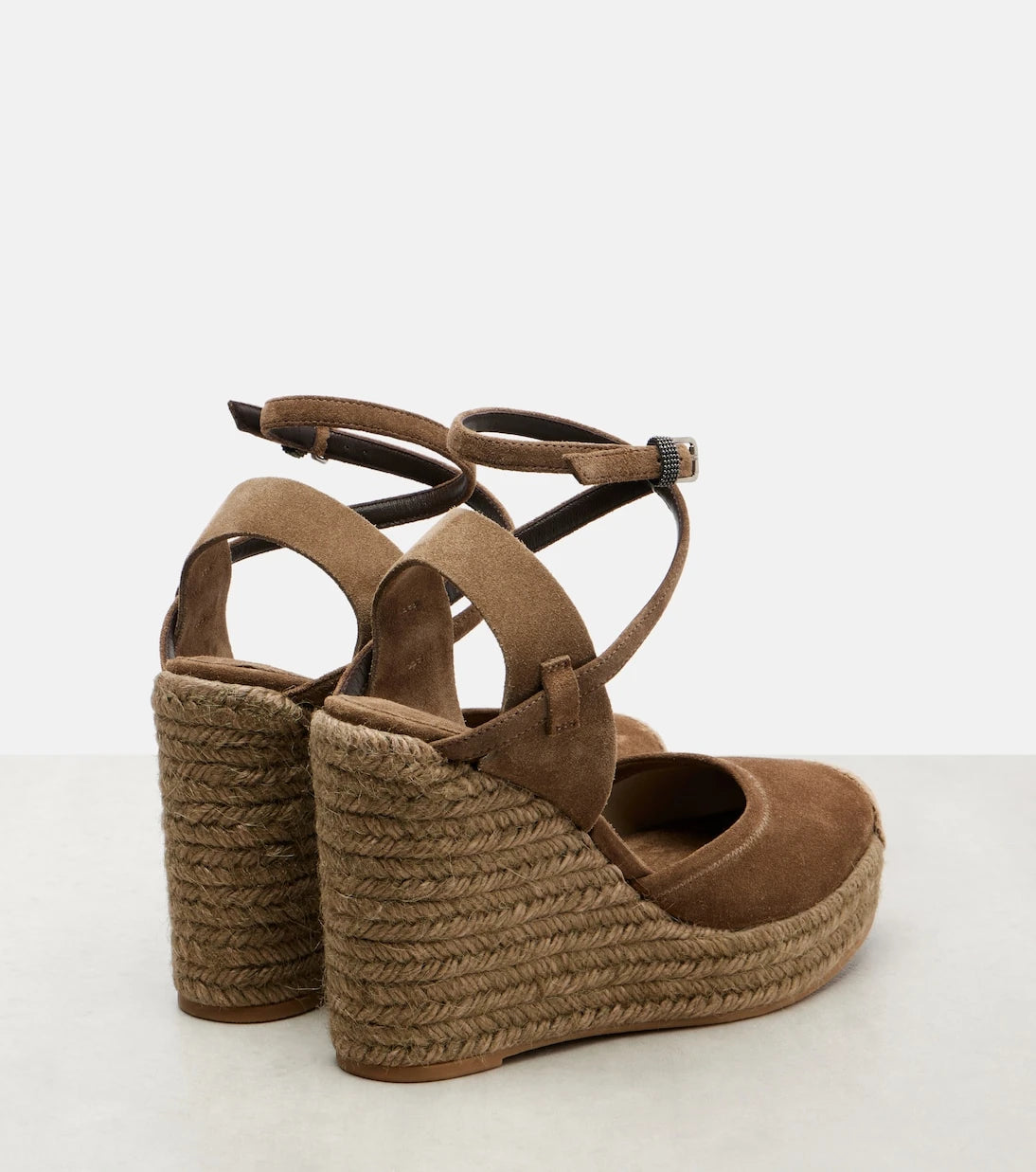 Brunello Cucinelli - Monili 80 suede espadrille wedges