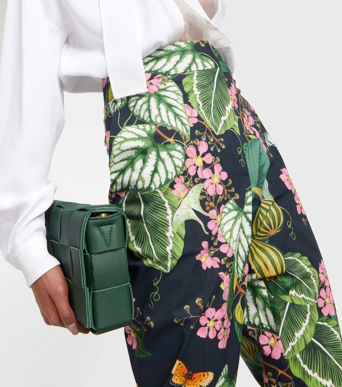 Oscar de la Renta - بنطال بوبلين قصير مطبوع بقصة مستقيمة
