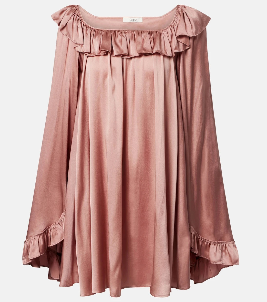 Chloé - Ruffled silk satin minidress