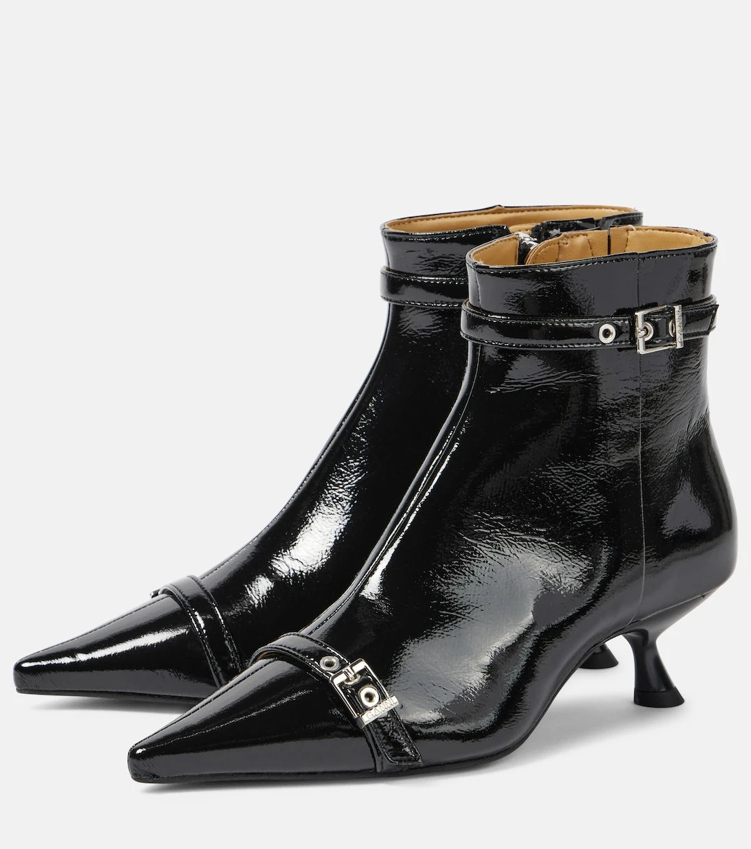 Ganni - Eyelets faux leather ankle boots