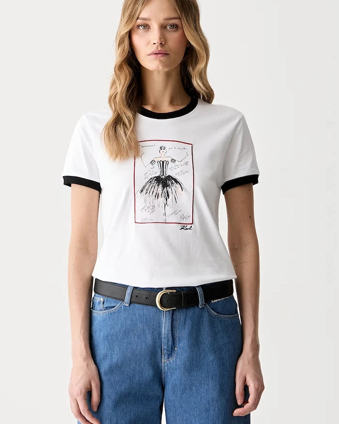 Karl Lagerfeld pamuklu kadın tişörtü