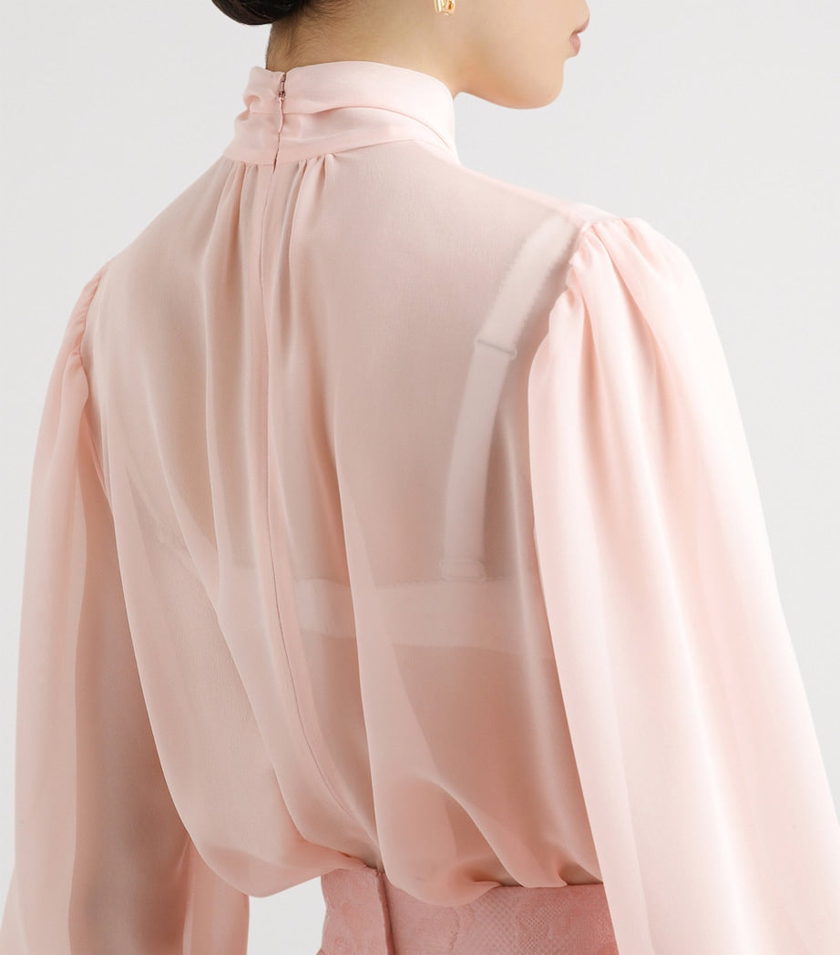 Dolce & Gabbana Silk Georgette Bow-Detail Blouse