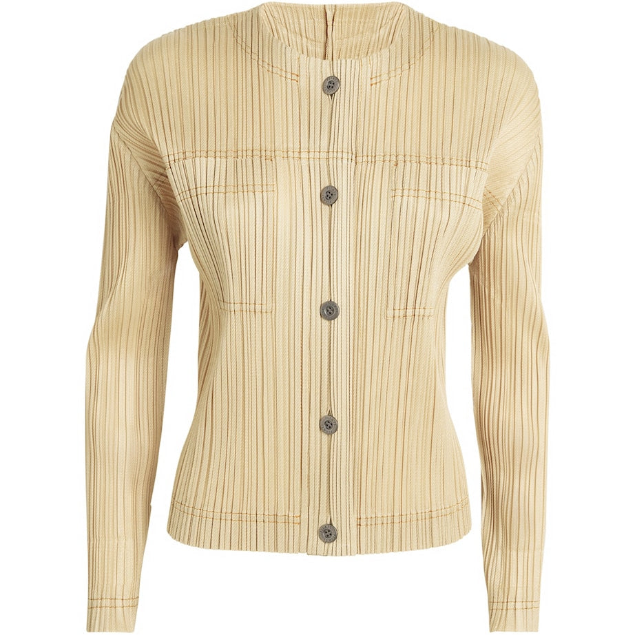 Pleated Cotton Denim Jacket