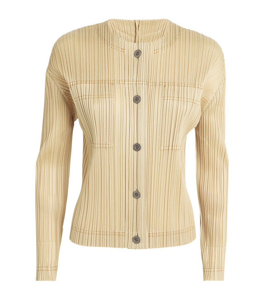 Pleated Cotton Denim Jacket