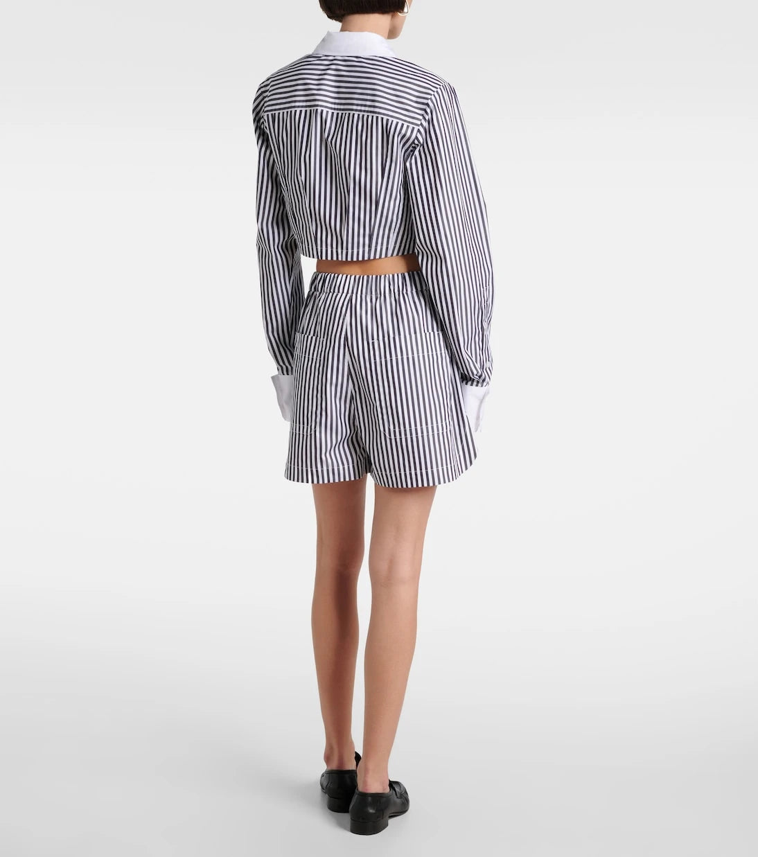 Sportmax - Cropped striped cotton poplin shirt