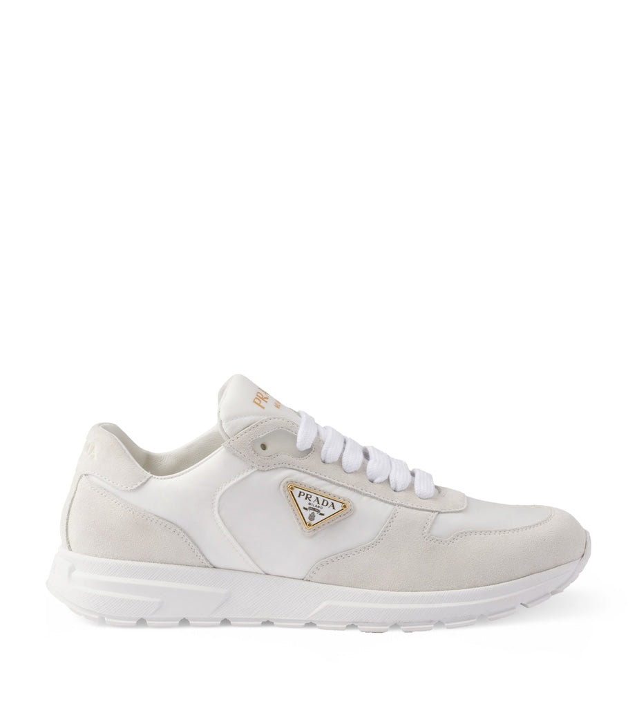 Prada White Re-Nylon and Suede Prax 2.0 Low-Top Sneakers