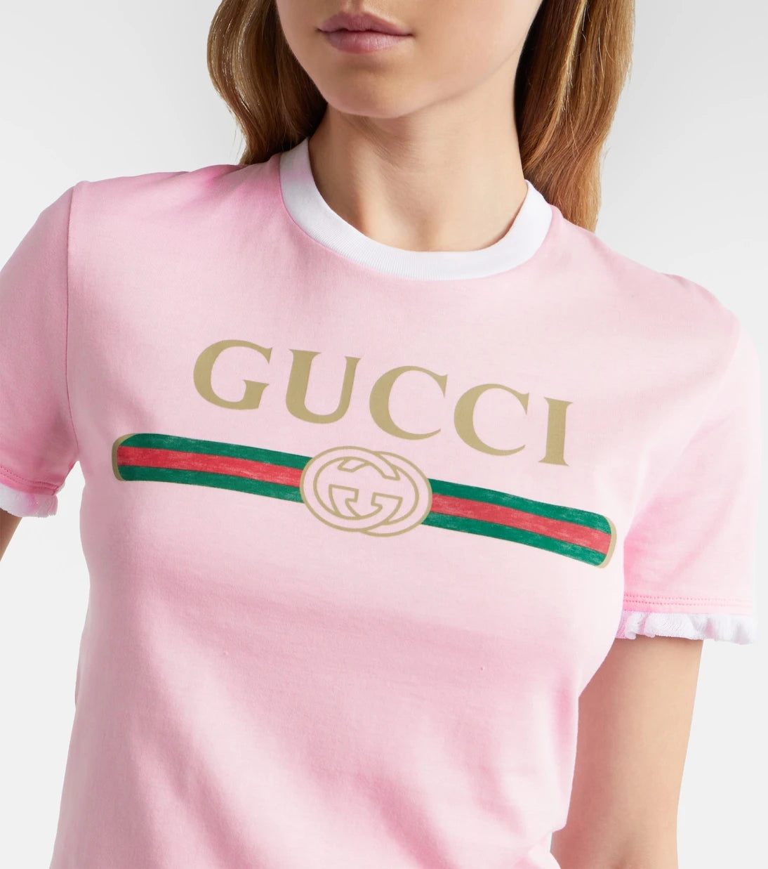 Gucci - تي شيرت جيرسيه قطني بشعار العلامة