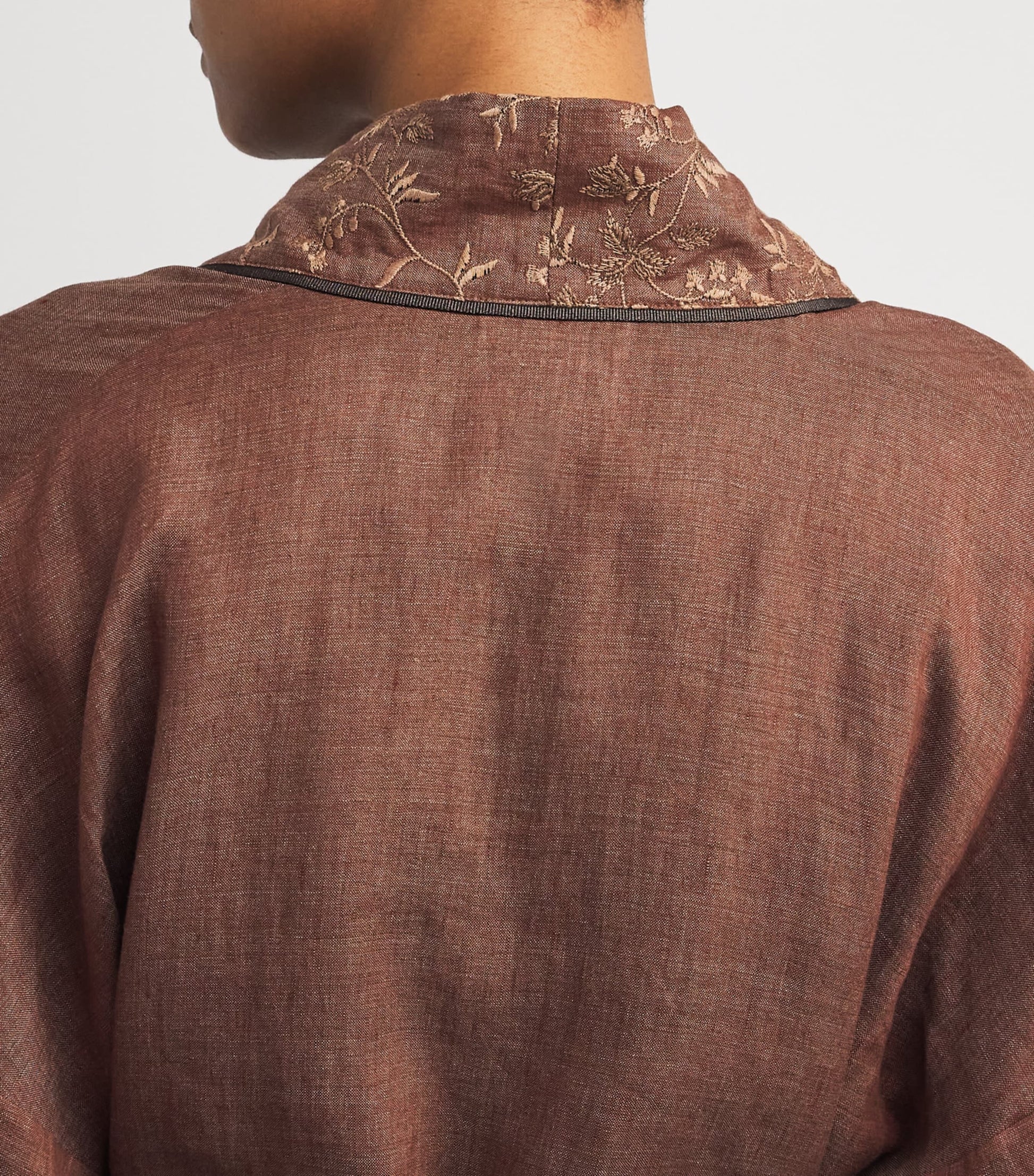 Beige x Harrods Linen Embroidered Kimono