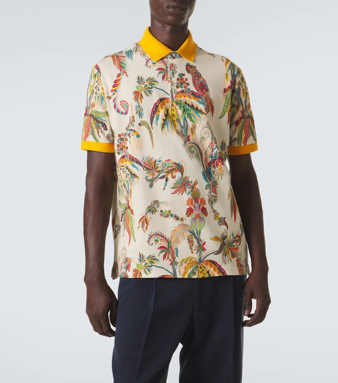 Etro - Printed cotton piqué polo shirt
