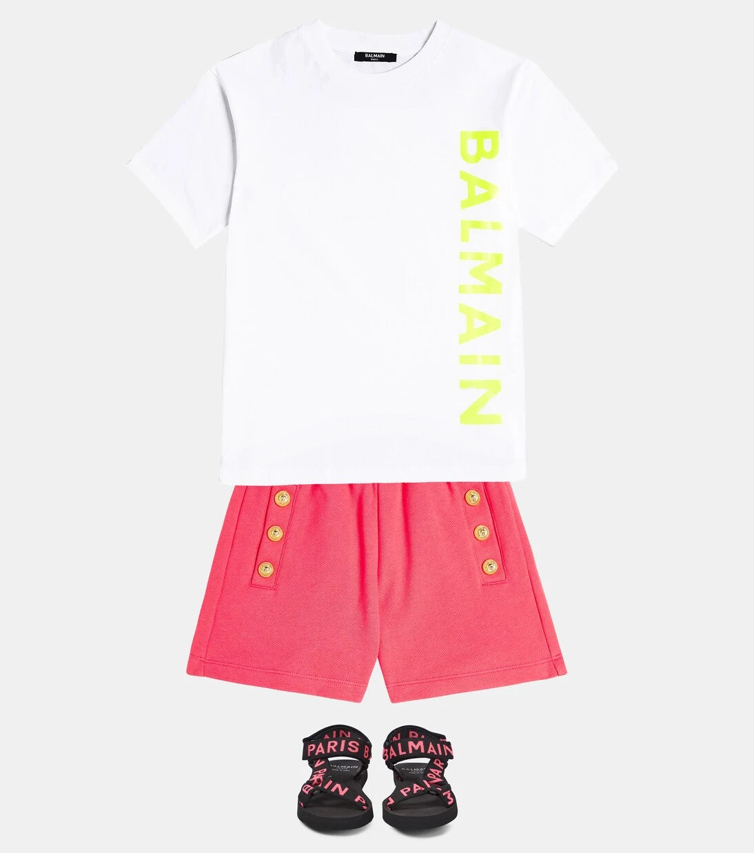 Balmain Kids - شورت جيرسي مزين بأزرار