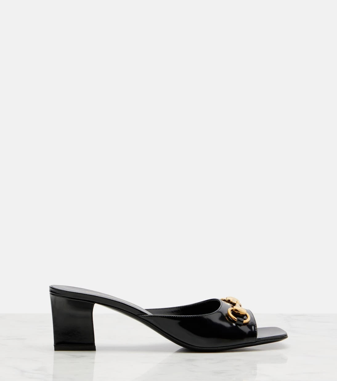 Gucci - Signora Horsebit patent leather mules