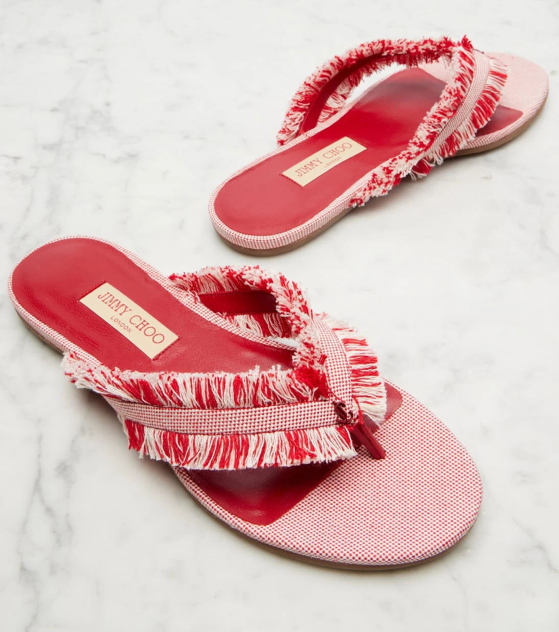 Jimmy Choo - Bay fringed canvas thong sandals