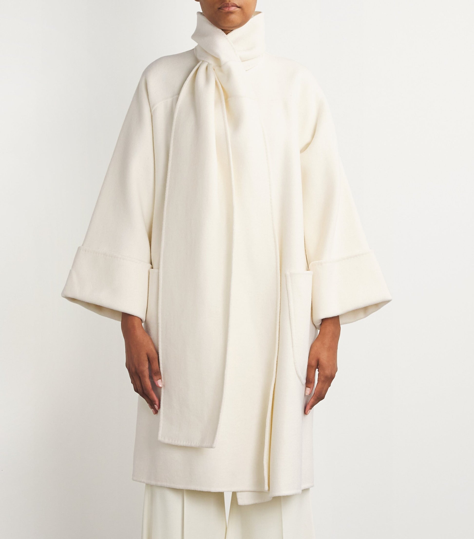 Wolk Morais Ivory Cashmere Cunardier High Neck Coat