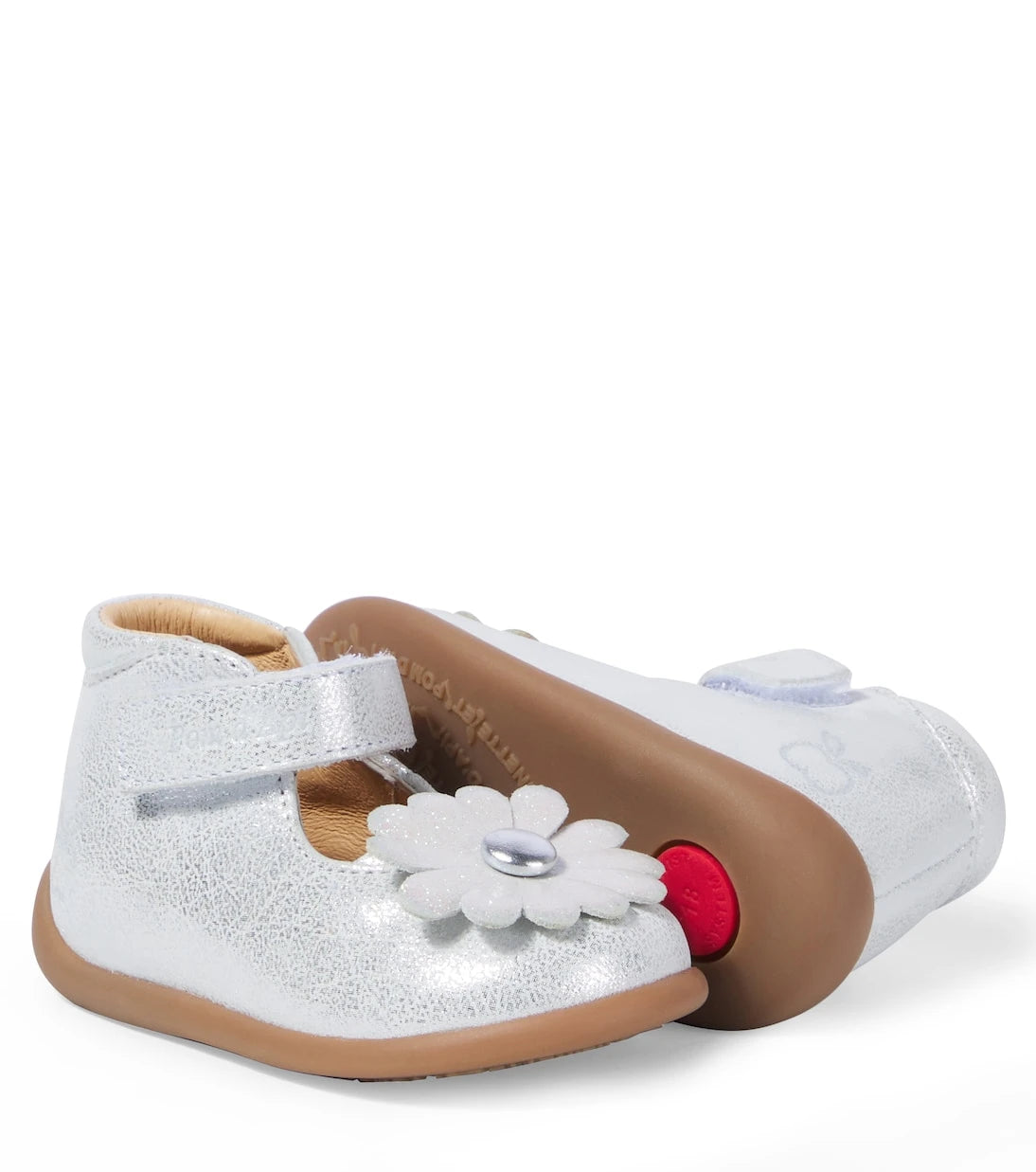 Pom d'Api - Baby Stand-Up Daisy metallic leather booties