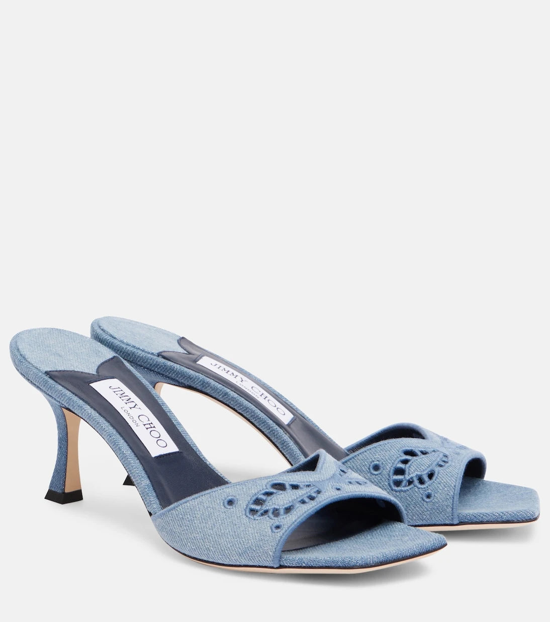 Jimmy Choo - Skye 70 embroidered denim mules