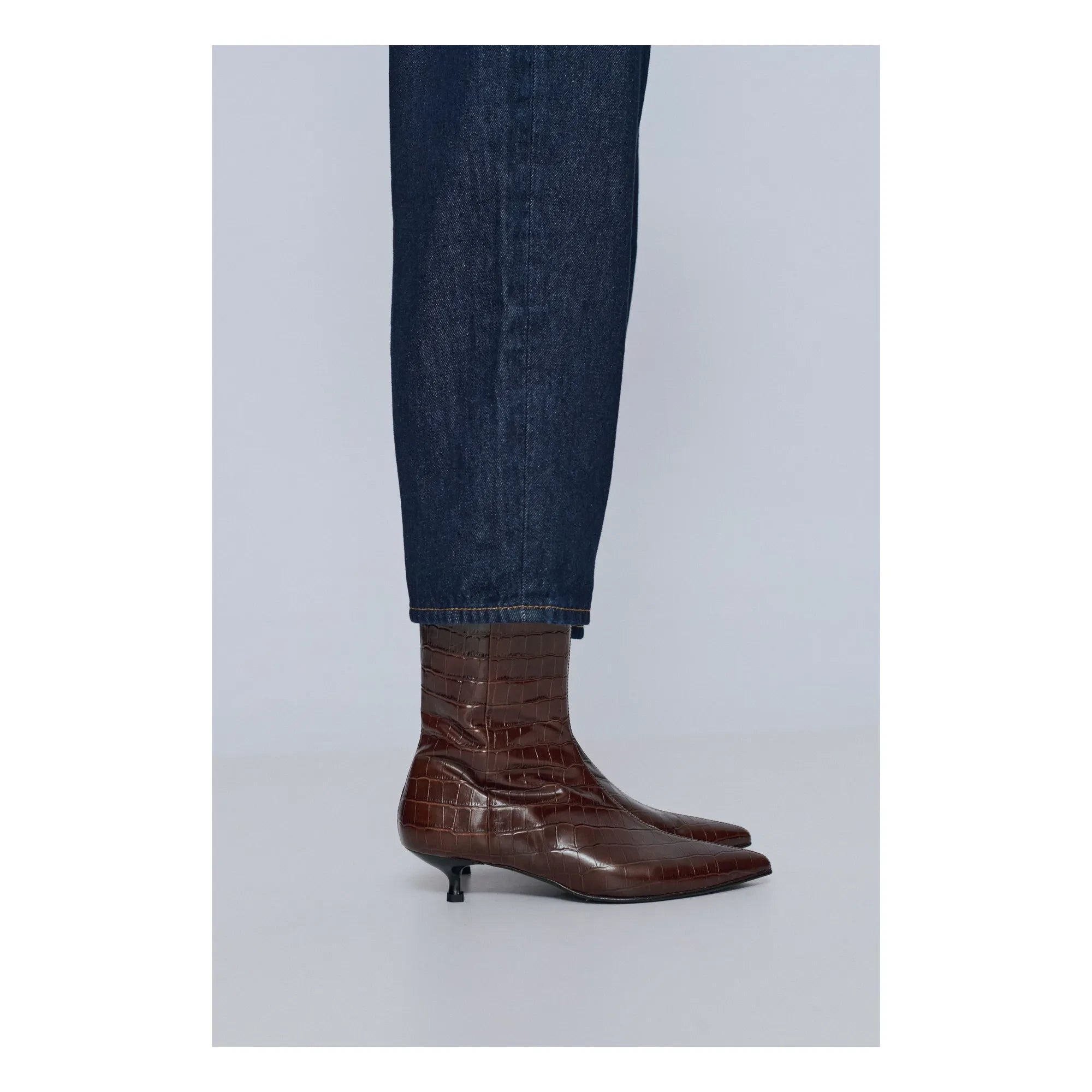 Augusta - Paula Crocodile Effect Boots | Chocolate