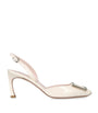 White Leather Trompette Slingback Pumps 70