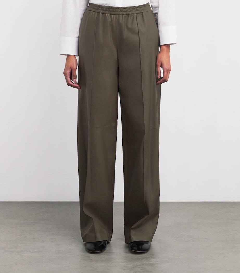 Green Lambskin Loose Trousers