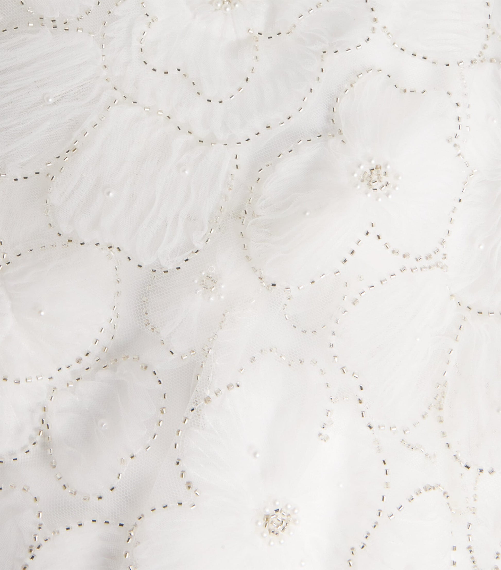 Self-Portrait White Tulle Embellished Tiered Midi Dress