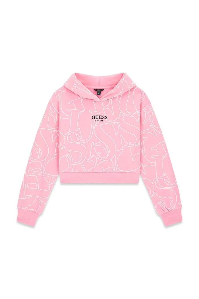 Guess çocuklar için pamuklu kapüşonlu sweatshirt