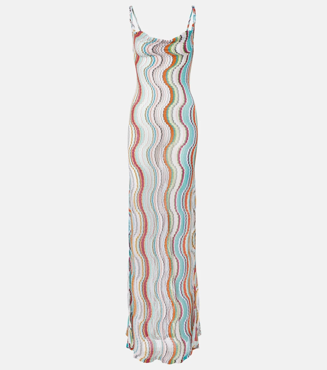 Missoni - فستان ماكسي لاميه مكشوف الظهر بنقشة ويف