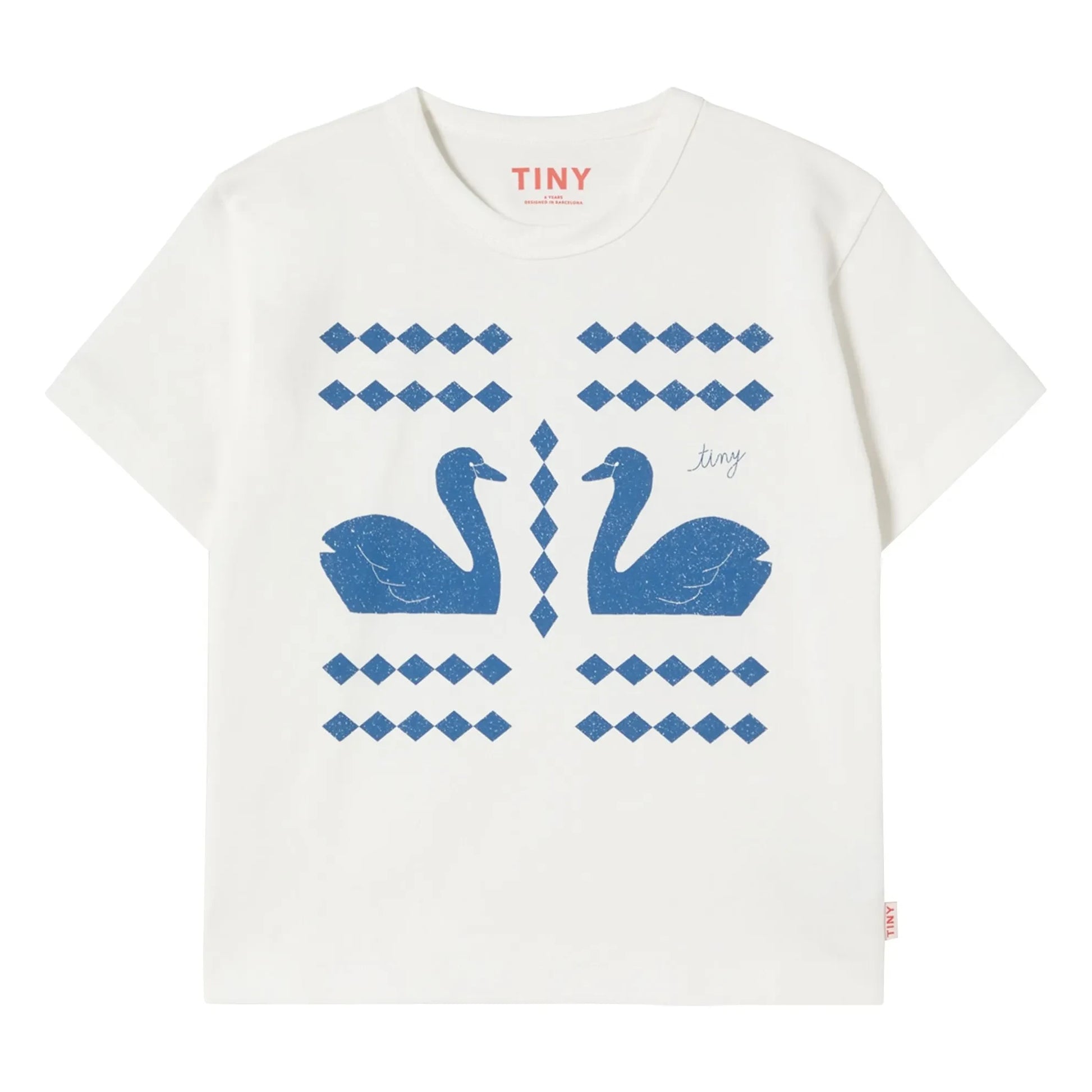 Tinycottons - T-shirt Swans Losanges Organic cotton | White
