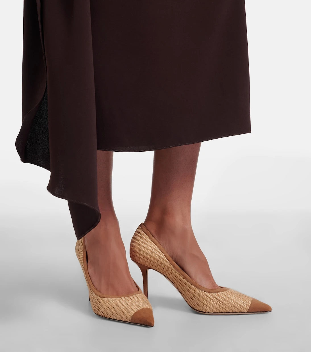 Jimmy Choo - Love suede-trimmed raffia pumps