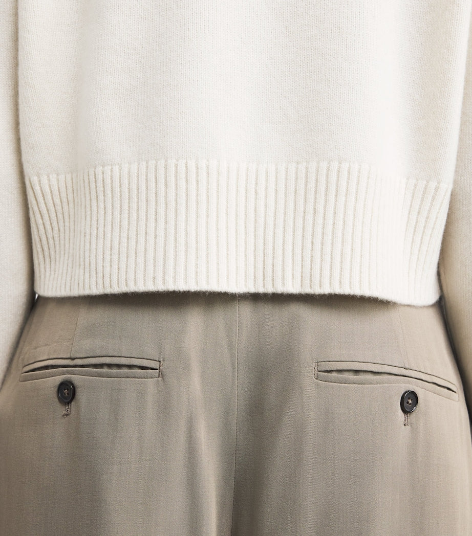 White Cashmere-Blend Rollneck Sweater