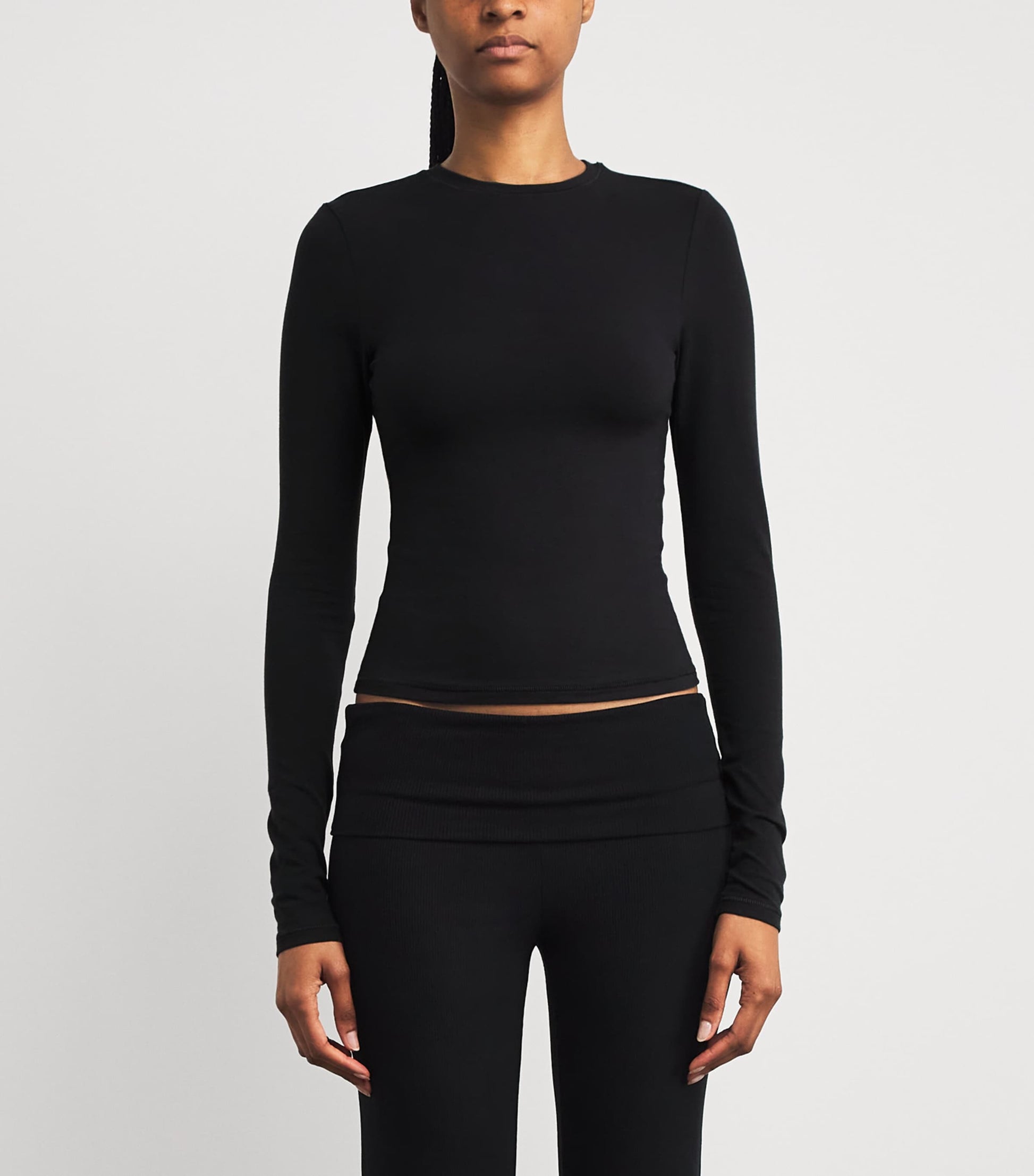 Skims Black Cotton Jersey Long-Sleeved T-Shirt