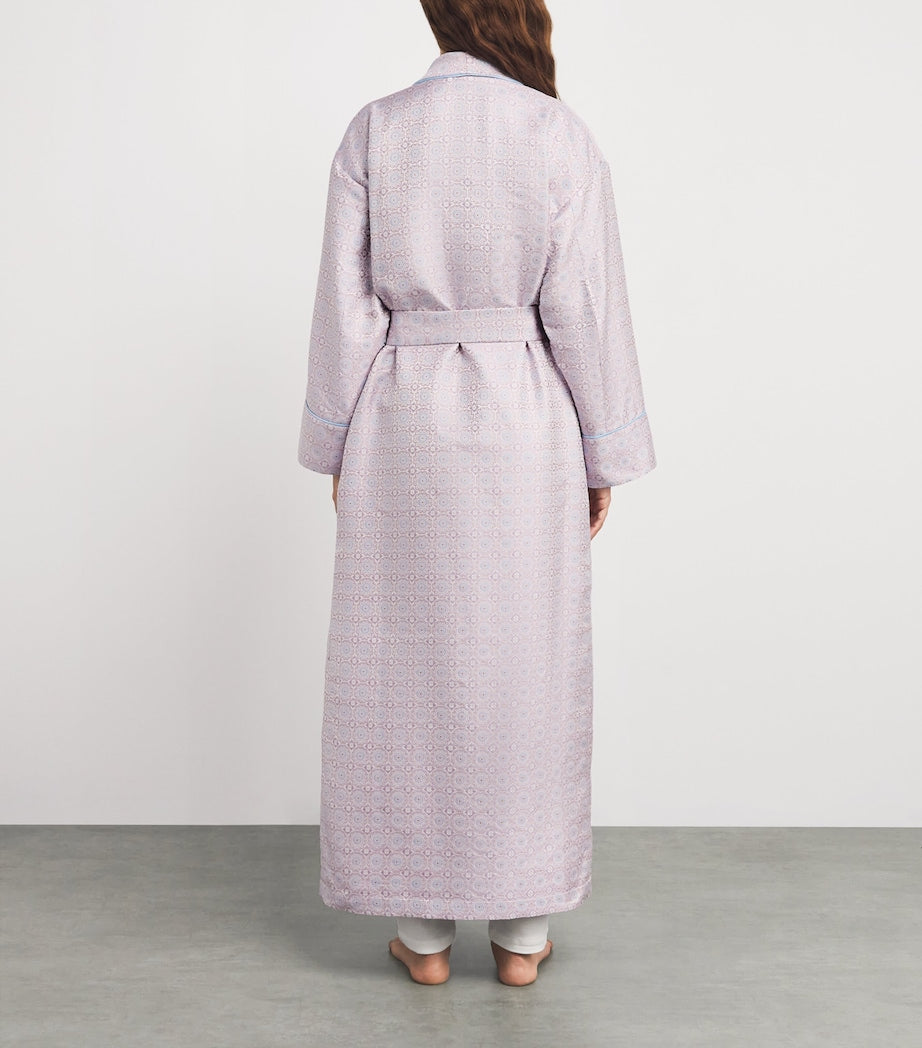 Pink Silk Daisy Medallion Jacquard Robe