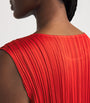 Pleats Please Issey Miyake Red Monthly Colors July Midi Dress