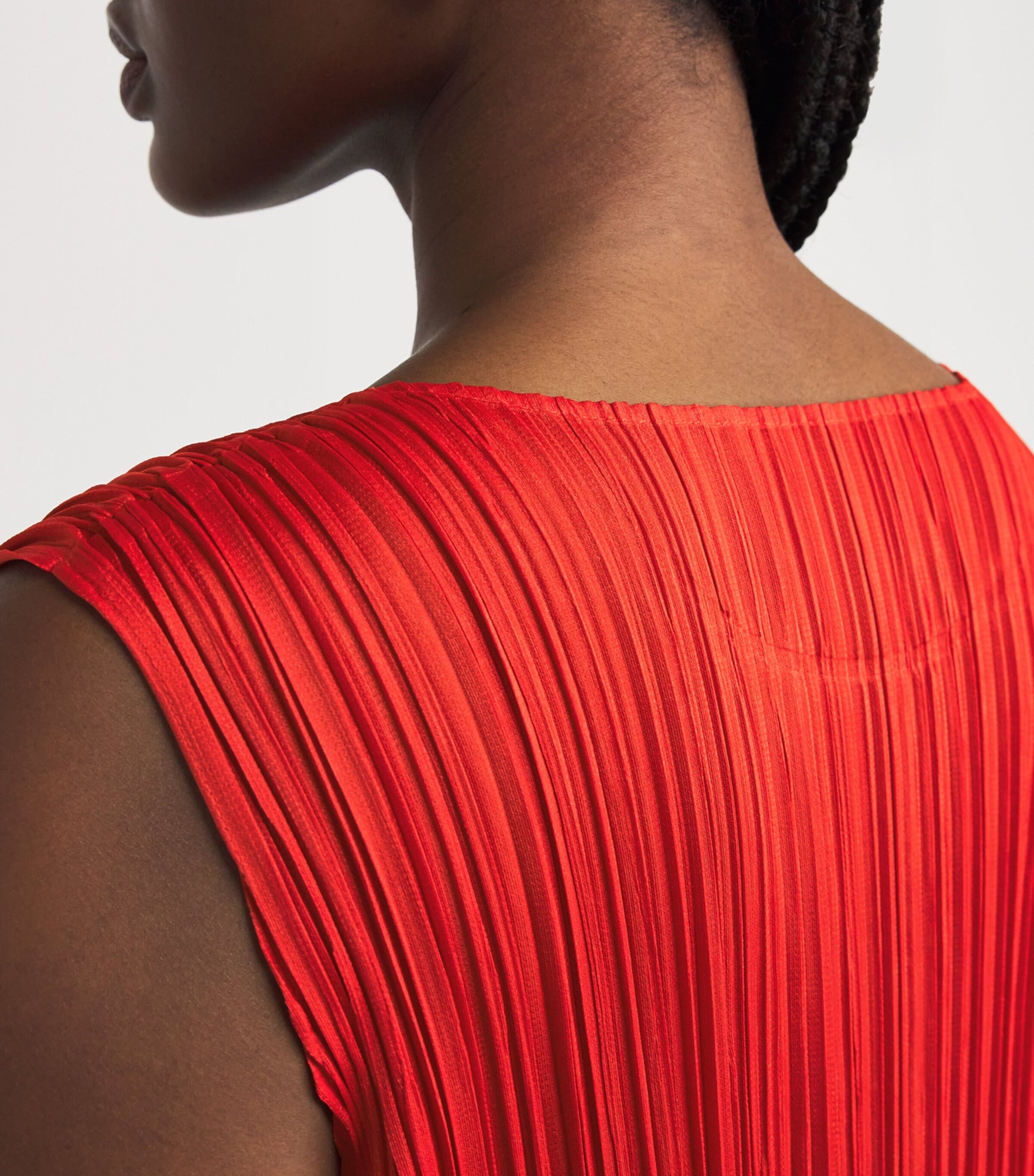 Pleats Please Issey Miyake Red Monthly Colors July Midi Dress