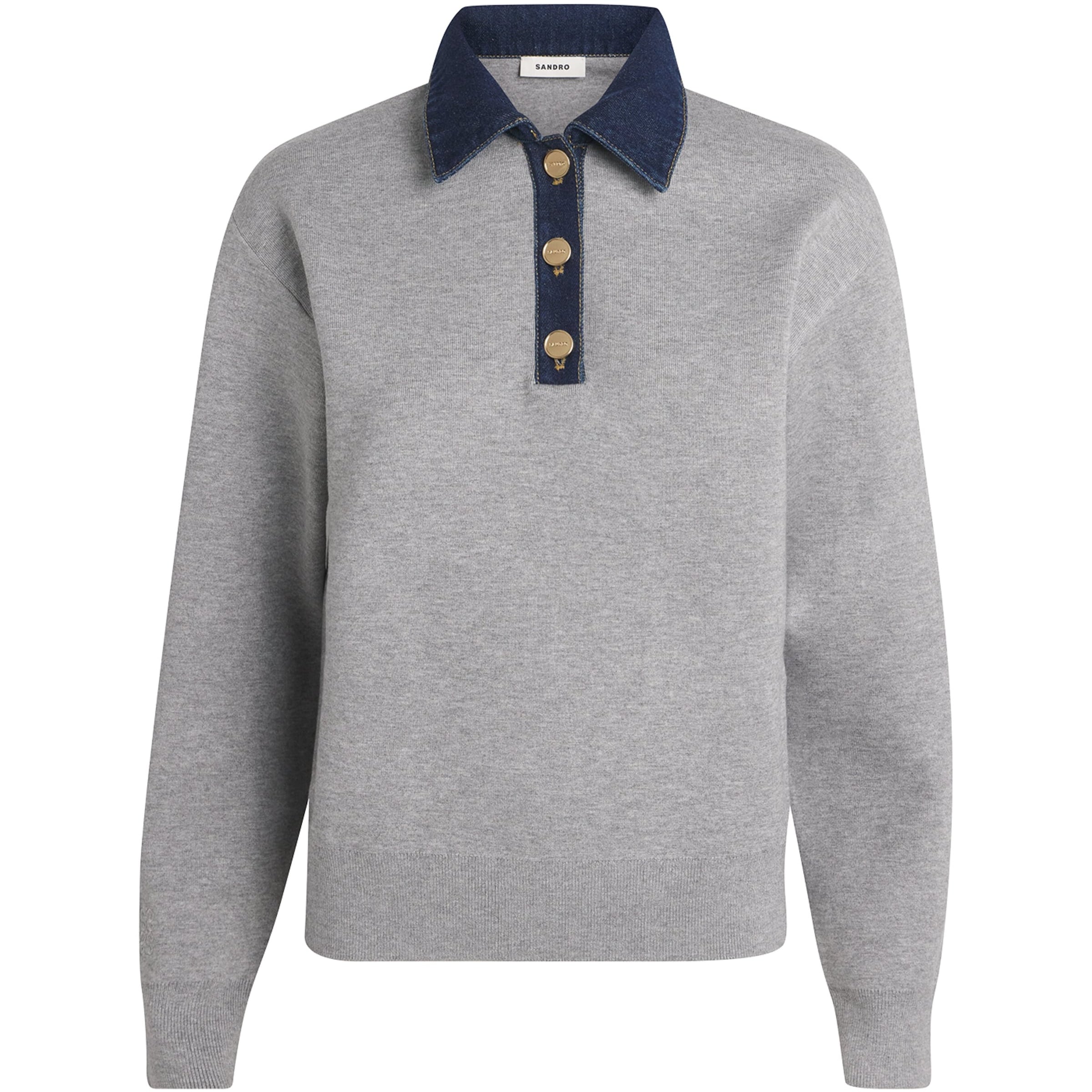 Black Denim-Collar Sweater