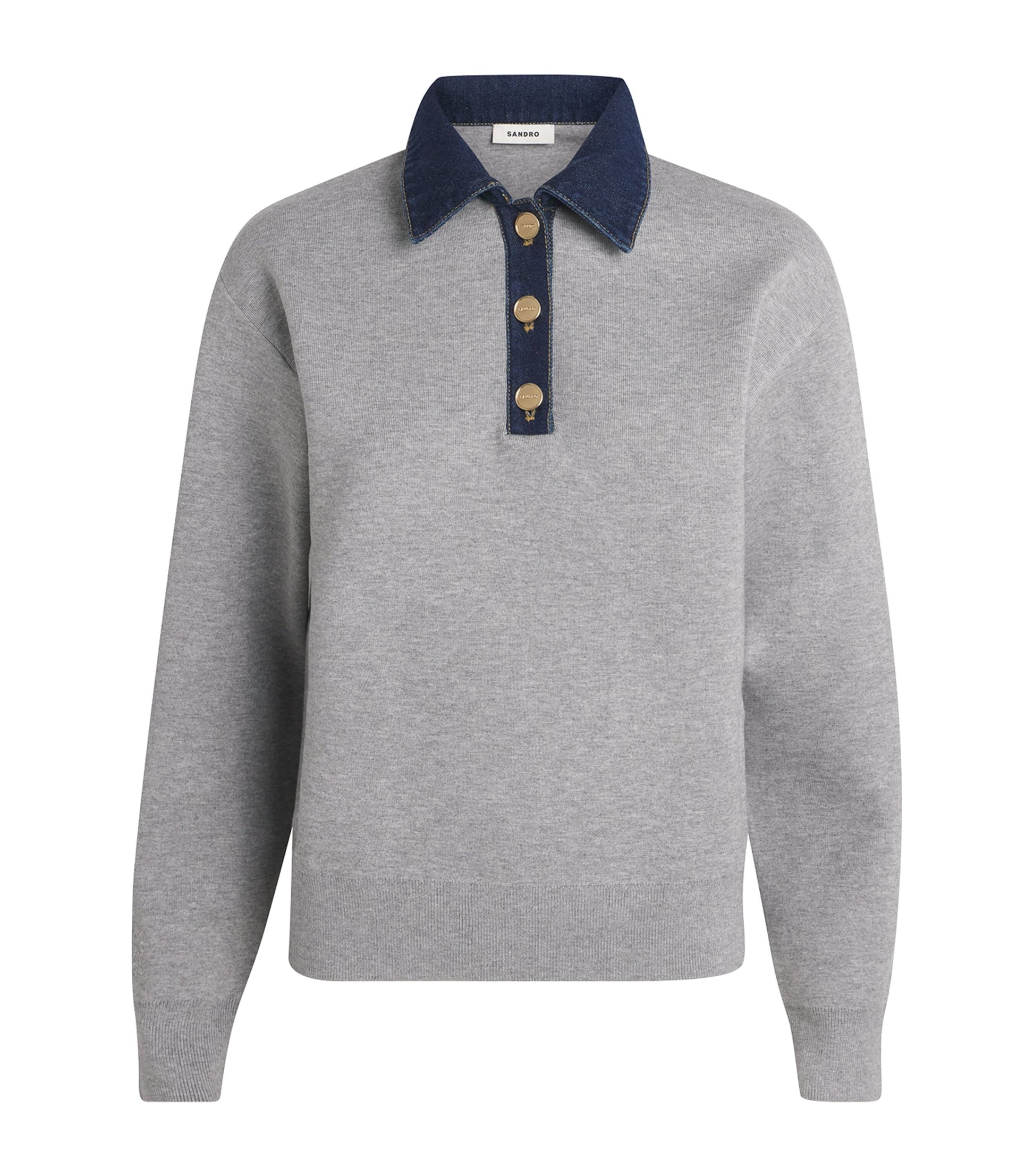 Black Denim-Collar Sweater