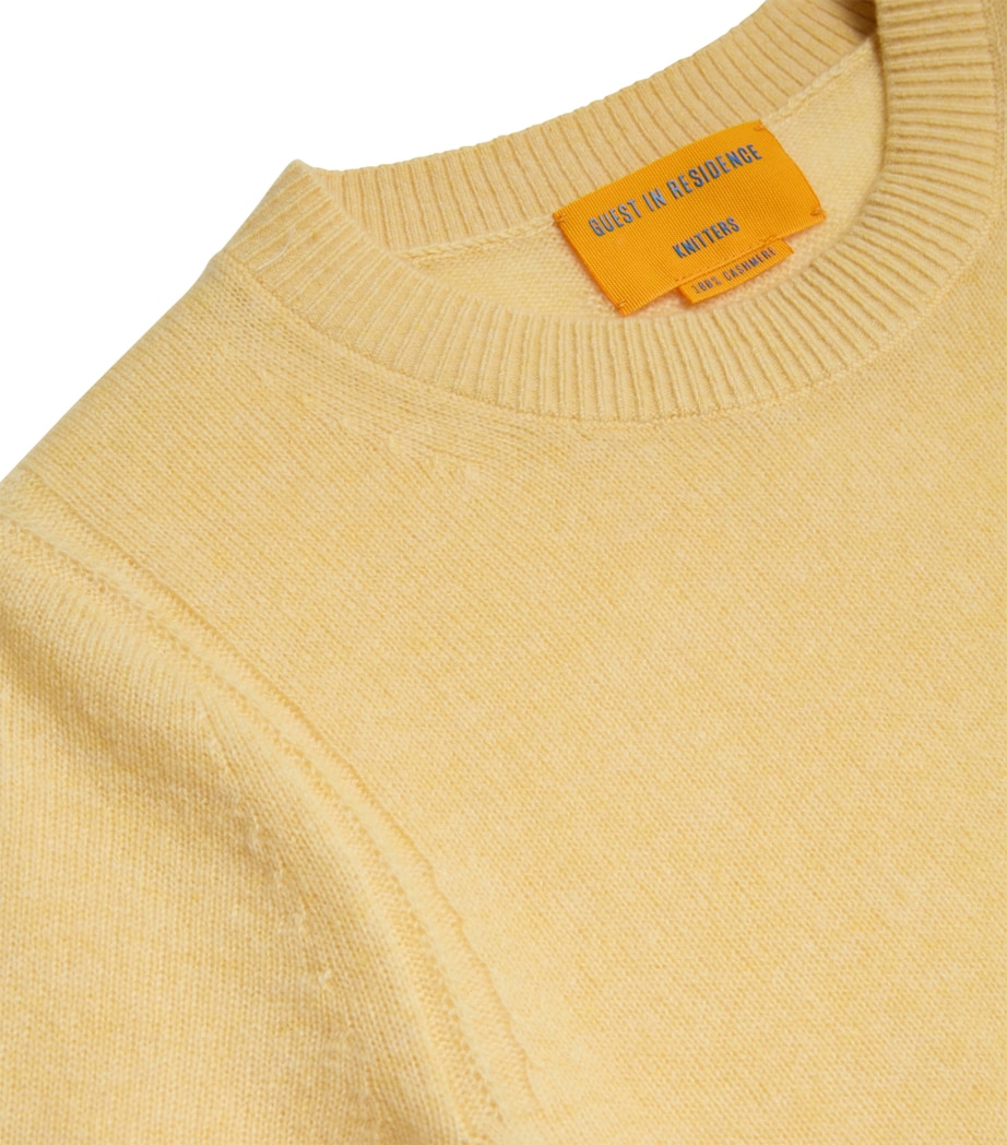 Yellow Cashmere Short-Sleeve Sweater